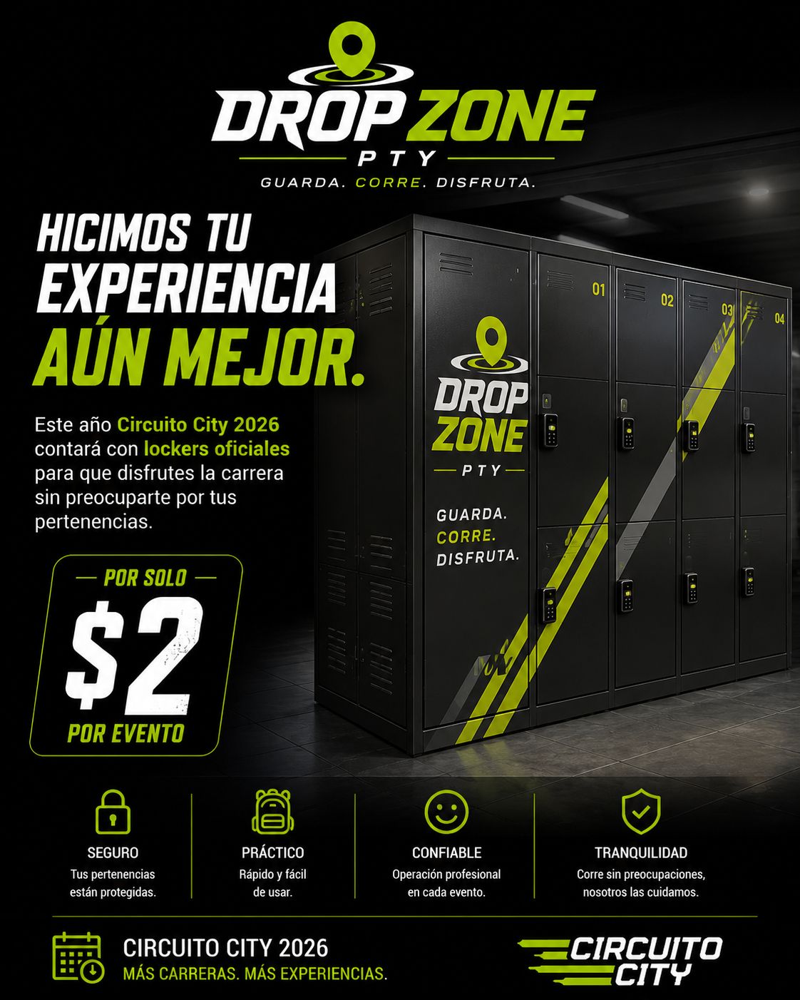 Area de lockers y guardaequipaje DropZone PTY